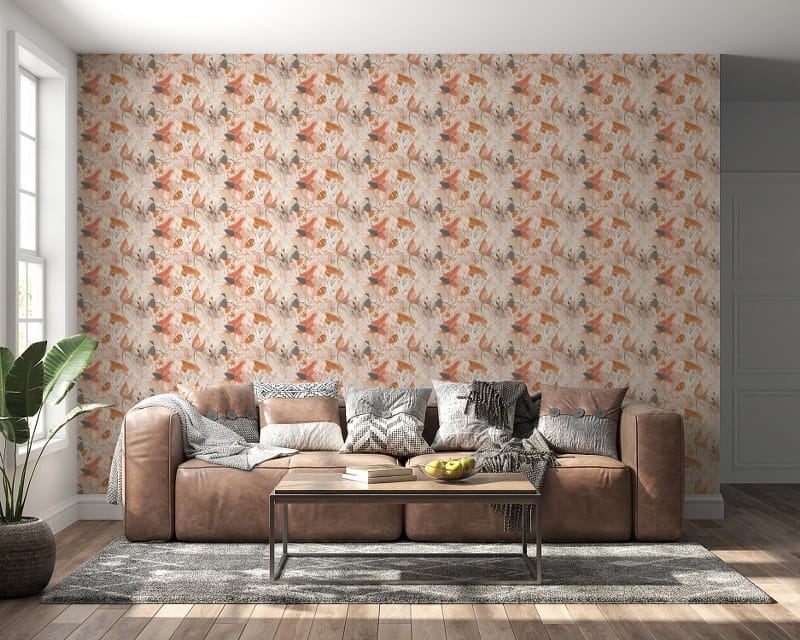Beautiful Seamless flower pattern on textured background Fabric Wallpaper Covers an area up to 4.2mX3m with adhesive and smoothing tool