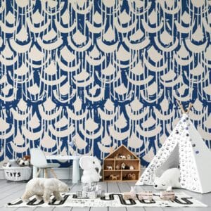 Indigo vector tie dye seamless pattern Fabric Wallpaper Covers an area ​​up to 4.2mX3m with adhesive  and smoothing tool