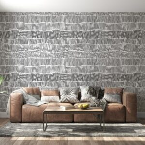 Endless pattern of black vertical stripe Fabric Wallpaper Covers an area ​​up to 4.2mX3m with adhesive  and smoothing tool