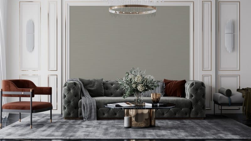 Beautiful Dark Grey Fabric Wallpaper Covers an area up to 4.2mX3m with adhesive and smoothing tool