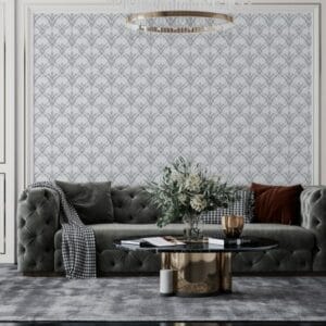 Luxury silver Vector Fabric Wallpaper Covers an area ​​up to 4.2mX3m with adhesive  and smoothing tool