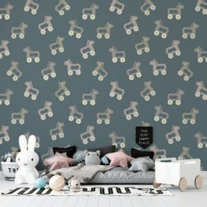 Christmas seamless pattern with green leaves Fabric Wallpaper Covers an area ​​up to 4.2mX3m with adhesive  and smoothing tool