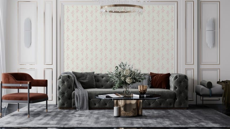 Ikat Rose Standard Fabric Wallpaper Covers an area up to 4.2mX3m with adhesive and smoothing tool