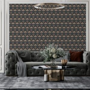 Ethnic Floral Seamless Pattern Fabric Wallpaper Covers an area ​​up to 4.2mX3m with adhesive  and smoothing tool