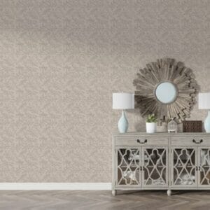 Dry Brush Leaves and Branches Beige Seamless Pattern. Fabric Wallpaper Covers an area ​​up to 4.2mX3m with adhesive  and smoothing tool