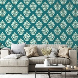 Damask seamless pattern element Fabric Wallpaper Covers an area ​​up to 4.2mX3m with adhesive  and smoothing tool