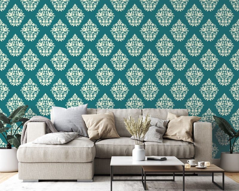 Damask seamless pattern element Fabric Wallpaper Covers an area up to 4.2mX3m with adhesive and smoothing tool