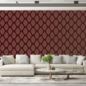 Glowvia Royal Red Fabric Wallpaper Covers an area ​​up to 4.2mX3m with adhesive  and smoothing tool