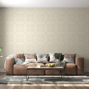 Elegant abstract mandala gold line pattern Fabric Wallpaper Covers an area ​​up to 4.2mX3m with adhesive  and smoothing tool