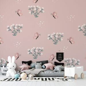 Butterfly vector seamless pattern Fabric Wallpaper Covers an area ​​up to 4.2mX3m with adhesive  and smoothing tool