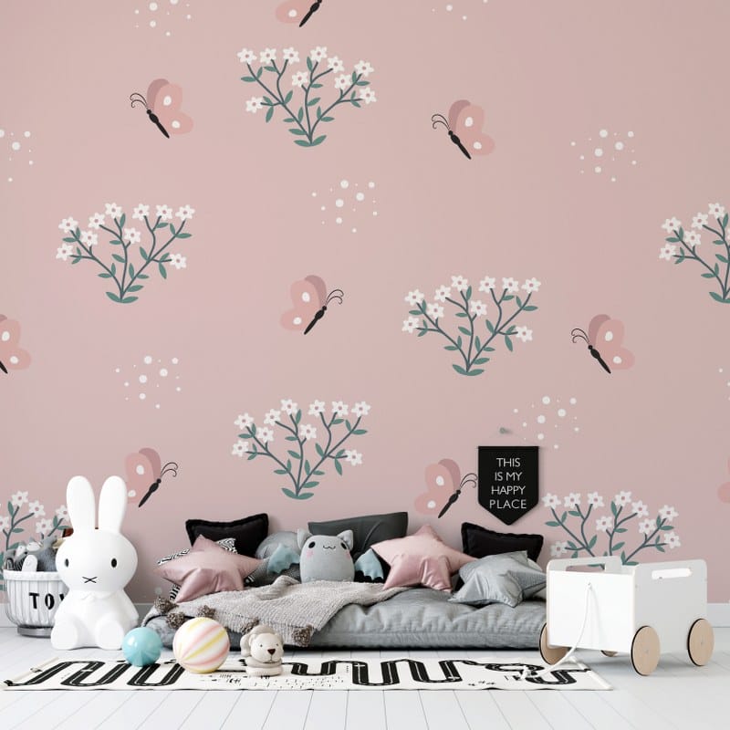 Butterfly vector seamless pattern Fabric Wallpaper Covers an area up to 4.2mX3m with adhesive and smoothing tool