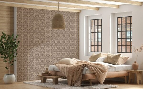 ورق حائط من القماش بنمط كلاسيكي بدون درزات يغطي مساحة تصل إلى 4.2 متر × 3 متر باستخدام أداة لاصقة وأداة تنعيم