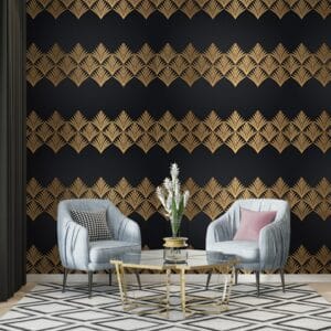Beautiful Art deco seamless pattern Geometric Fabric Wallpaper Covers an area ​​up to 4.2mX3m with adhesive  and smoothing tool