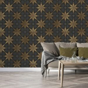 North Star Geometric pattern Fabric Wallpaper Covers an area ​​up to 4.2mX3m with adhesive  and smoothing tool