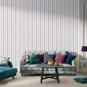 Zigzag lines Pattern Geometric Fabric Wallpaper Covers an area ​​up to 4.2mX3m with adhesive  and smoothing tool