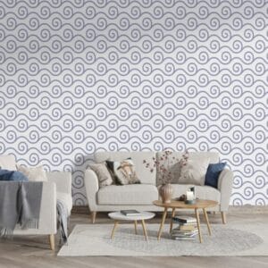 Seamless linear pattern with thin curly lines and scrolls Fabric Wallpaper Covers an area ​​up to 4.2mX3m with adhesive  and smoothing tool