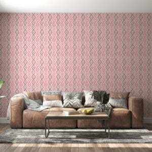 Beautiful grey and pink ikat tribal pattern Fabric Wallpaper Covers an area ​​up to 4.2mX3m with adhesive  and smoothing tool