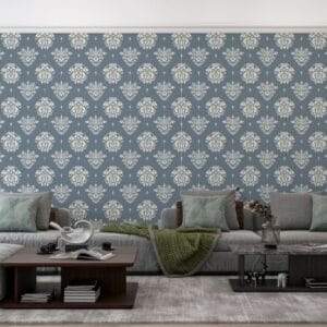 Amazing Green Luxor Medallion Traditional Fabric Wallpaper Covers an area ​​up to 4.2mX3m with adhesive  and smoothing tool