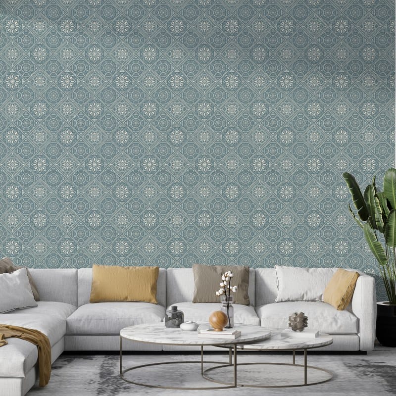 Capel Burmese Flower Fabric Wallpaper Covers an area up to 4.2mX3m with adhesive and smoothing tool