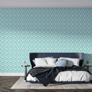 Green Art Deco Pattern Fabric Wallpaper Covers an area ​​up to 4.2mX3m with adhesive  and smoothing tool