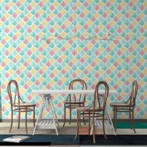 Vector With Colorful Abstract cubes Pattern Fabric Wallpaper Covers an area ​​up to 4.2mX3m with adhesive  and smoothing tool