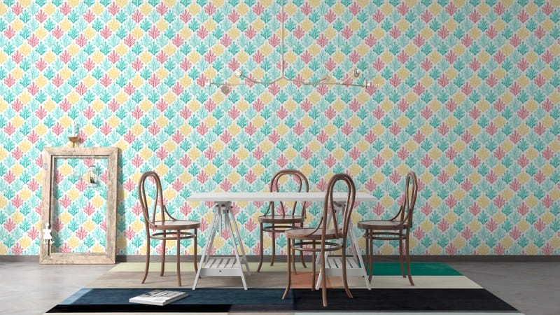 Vector With Colorful Abstract cubes Pattern Fabric Wallpaper Covers an area up to 4.2mX3m with adhesive and smoothing tool