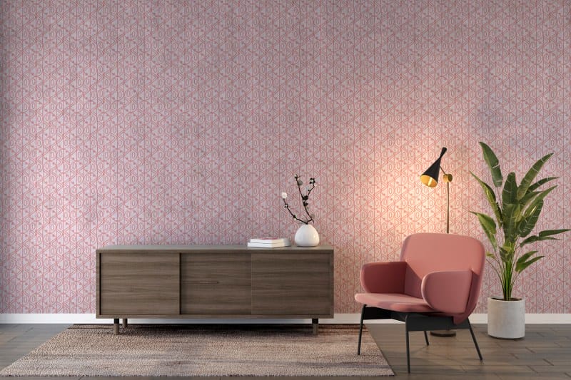 Pink Crossed Diamonds Fabric Wallpaper Covers an area up to 4.2mX3m with adhesive and smoothing tool