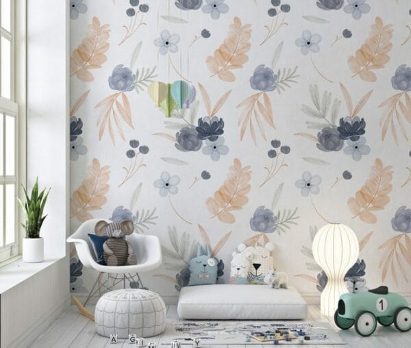 Charming Wild Flowers Fabric Wallpaper Covers an area ​​up to 4.2mX3m with adhesive  and smoothing tool