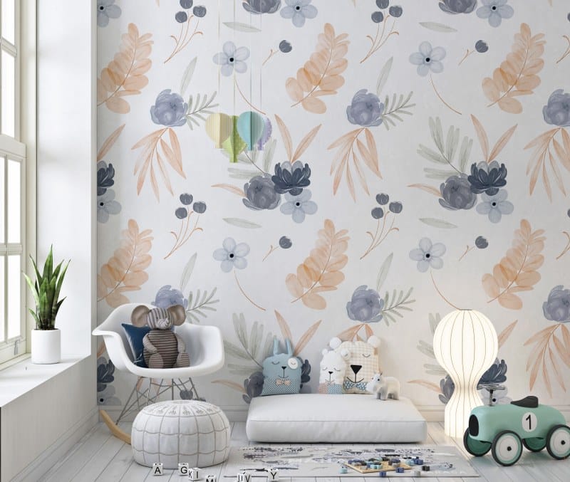 Charming Wild Flowers Fabric Wallpaper Covers an area up to 4.2mX3m with adhesive and smoothing tool