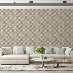 Terracotta Ethnic Fabric Wallpaper Covers an area ​​up to 4.2mX3m with adhesive  and smoothing tool
