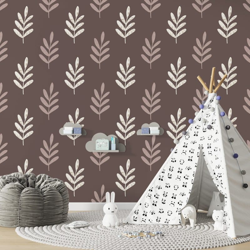 Boho herbs Fabric Wallpaper Covers an area up to 4.2mX3m with adhesive and smoothing tool