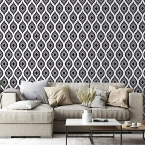 Classic Wave pattern Fabric Wallpaper Covers an area ​​up to 4.2mX3m with adhesive  and smoothing tool
