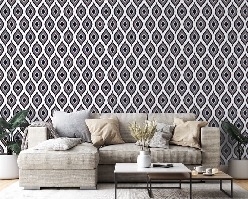 ورق حائط من القماش بنمط الموجة الكلاسيكي يغطي مساحة تصل إلى 4.2 متر × 3 متر باستخدام أداة لاصقة وأداة تنعيم