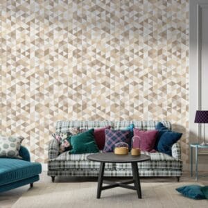 Seamless texture of small triangular tiles set in even Fabric Wallpaper Covers an area ​​up to 4.2mX3m with adhesive  and smoothing tool