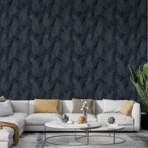 Abstract seamless with gray banana leaves Fabric Wallpaper Covers an area ​​up to 4.2mX3m with adhesive  and smoothing tool