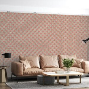 Scallops rose Fabric Wallpaper Covers an area ​​up to 4.2mX3m with adhesive  and smoothing tool