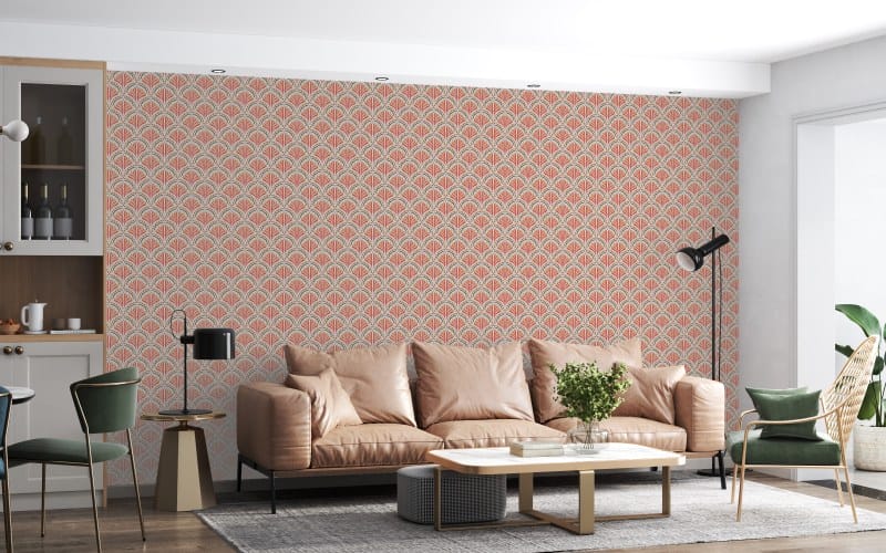 Scallops rose Fabric Wallpaper Covers an area up to 4.2mX3m with adhesive and smoothing tool