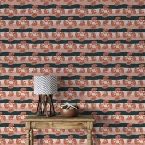 Abstract floral line seamless pattern in retro style Fabric Wallpaper Covers an area ​​up to 4.2mX3m with adhesive  and smoothing tool