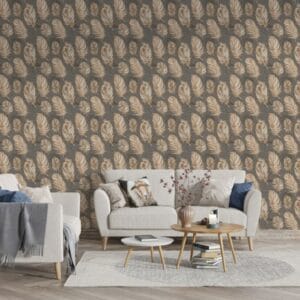 Amazing background from bird feathers Fabric Wallpaper Covers an area ​​up to 4.2mX3m with adhesive  and smoothing tool