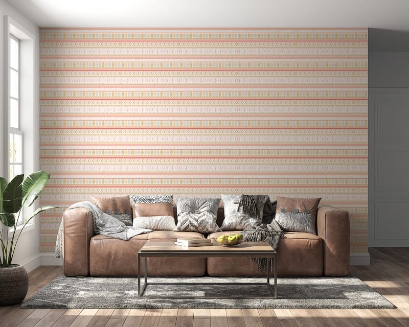 Ethnic Seamless Pattern Cute Colorful Pastel background Fabric Wallpaper Covers an area up to 4.2mX3m with adhesive and smoothing tool