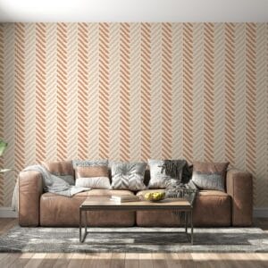 Beautiful Beige Hues Geometric Cut Velvet Fabric Wallpaper Covers an area ​​up to 4.2mX3m with adhesive  and smoothing tool