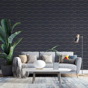 Beautiful Japanese Geometric pattern luxury Fabric Wallpaper Covers an area up to 4.2mX3m with adhesive and smoothing tool