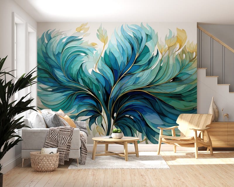 ورق حائط من قماش ريش الطاووس المجرد يغطي مساحة تصل إلى 4.2 متر × 3 متر مع أداة لاصقة وتنعيم