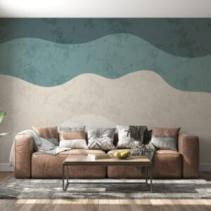 Minimalist curve shape with grunge texture Fabric Wallpaper Covers an area up to 4.2mX3m with adhesive and smoothing tool