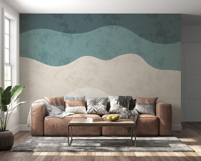 Minimalist curve shape with grunge texture Fabric Wallpaper Covers an area up to 4.2mX3m with adhesive and smoothing tool