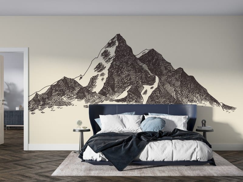 ورق حائط من قماش جبال روكي يغطي مساحة تصل إلى 4.2 متر × 3 متر باستخدام أداة لاصقة وأداة تنعيم