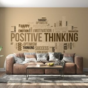 Positive thinking words Fabric Wallpaper Covers an area ​​up to 4.2mX3m with adhesive  and smoothing tool