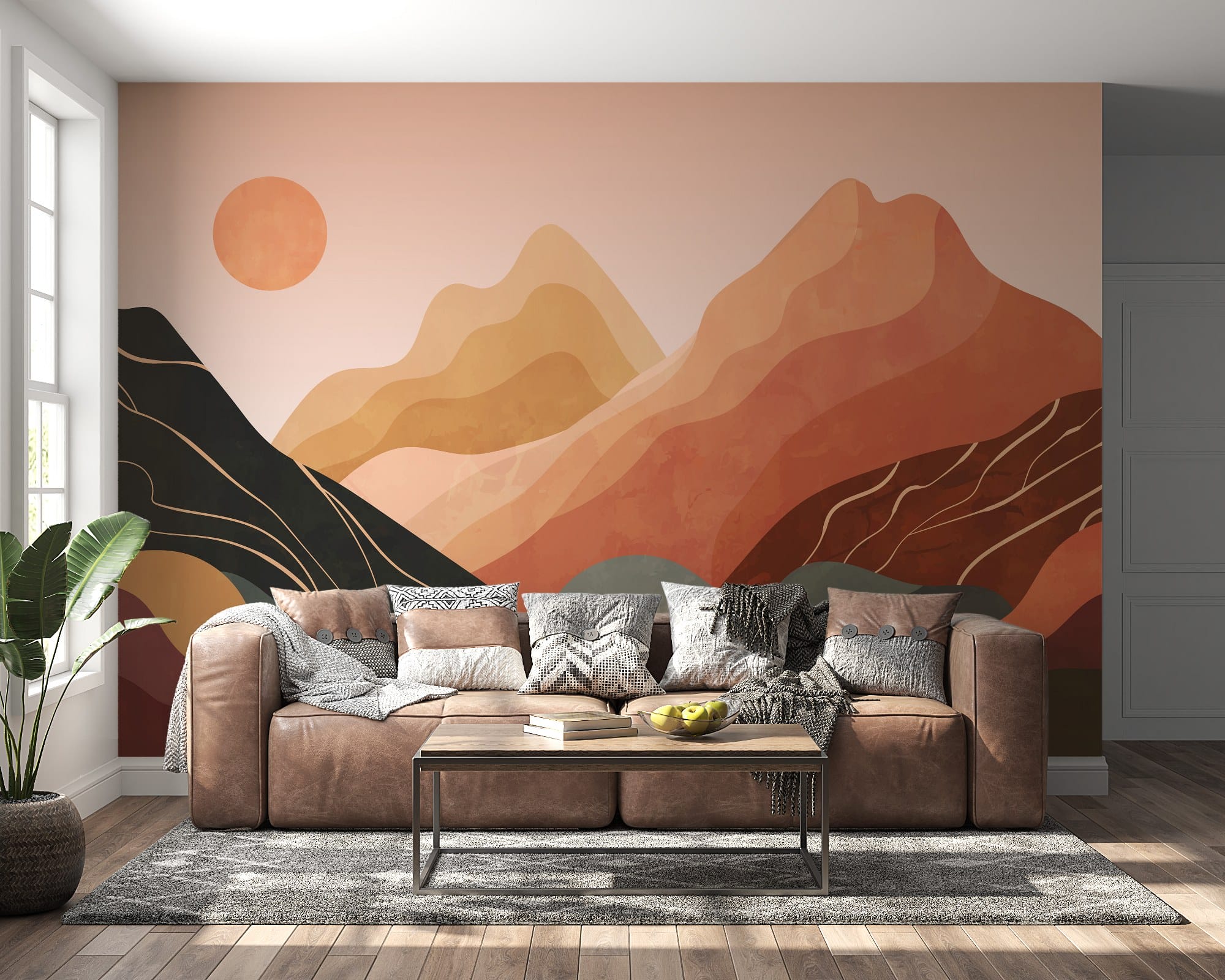 Beautiful desert Landscape Mural Fabric Wallpaper Covers an area up to 4.2mX3m with adhesive and smoothing tool