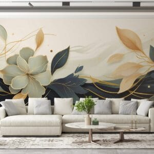 Vintage Luxury Seamless Floral Fabric Wallpaper Covers an area ​​up to 4.2mX3m with adhesive  and smoothing tool