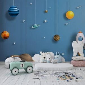 Amazing Space Galaxy Planet Fabric Wallpaper Covers an area up to 4.2mX3m with adhesive and smoothing tool